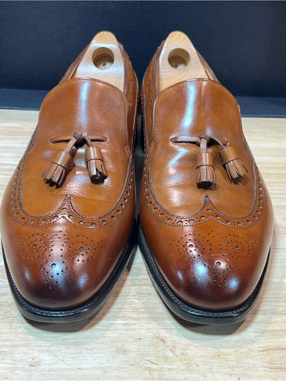 John Lobb “Egee” Men’s Cognac Leather Tassel Loafers US11D w/ Shoe Trees 🇬🇧